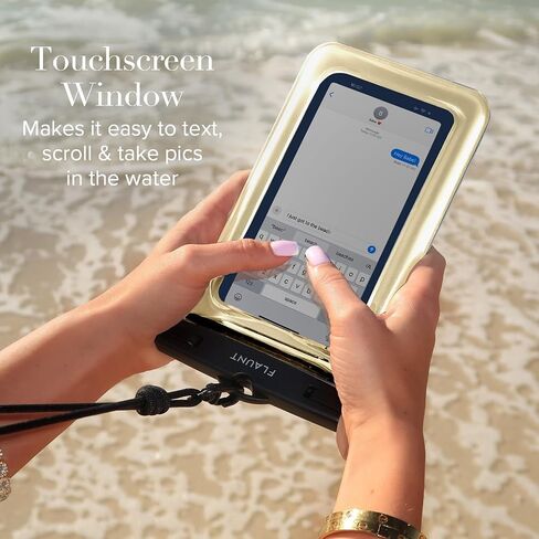 كره الذهب الذهبي المعدني مقاوم للماء حقيبة الهاتف العائمة مع Crossbody Lanyard - Travel Beach Cruise Ships - كبيرة in Kuwait