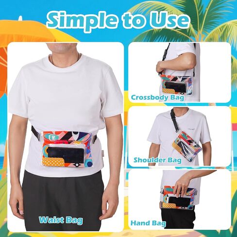 4 Pack Waterproof Fanny Pack with Waist Strap Waterproof Phone Pouch Dry Bag for Kayaking Pool Swimming Boating Beach Fishing Travel Diving Surfing (B-Hawaii, 2 Fanny Pack + 2 Phone Pouch) in Saudi Arabia