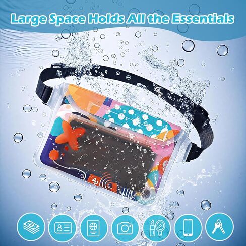 4 Pack Waterproof Fanny Pack with Waist Strap Waterproof Phone Pouch Dry Bag for Kayaking Pool Swimming Boating Beach Fishing Travel Diving Surfing (B-Hawaii, 2 Fanny Pack + 2 Phone Pouch) in Saudi Arabia