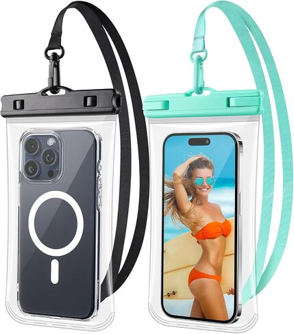 2 Pack Waterproof Phone Pouch, IPX8 Waterproof Phone Case Compatible with iPhone 16 15 Pro Max and Pro, Plus, Galaxy S25 S24 S23, Pixel 8a 7a in Kuwait