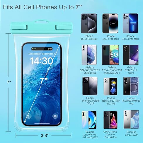 2 Pack Waterproof Phone Pouch, IPX8 Waterproof Phone Case Compatible with iPhone 16 15 Pro Max and Pro, Plus, Galaxy S25 S24 S23, Pixel 8a 7a in Kuwait