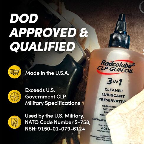 3-in-1 CLP Gun Oil, Lubricates & Preserves All Types of Firearms, Military-Grade Gun Cleaner, Revolutionary Gun Cleaning Kit Must-Have, 4 oz Bottle with Twist Cap - Radcolube in Saudi Arabia