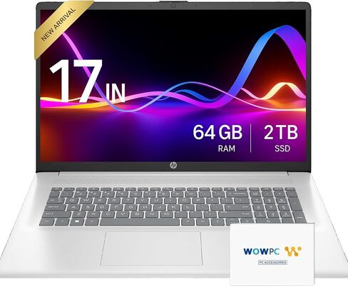 HP 2025 New 17 inch Laptop Computer • 64GB RAM • 2TB SSD • AMD Ryzen 5 Processor (6-Cores) • 17.3" FHD Display • 10-Key Number Pad • Long Battery Life • w/WOWPC Recovery USB • Windows 11 Pro in Saudi Arabia