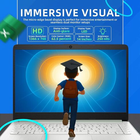 HP 14 Business Student Labtop • W/Office LifeTime License & DVD Drive مجاني • وحدة المعالجة المركزية 4-Core CPU • 14 "عرض مضاد للهراء • CoPilot • Win 11 Pro • Ram 16GB • 128GB UFS • 256GB Extens Micro SD • Wi-Fi 6 in Kuwait