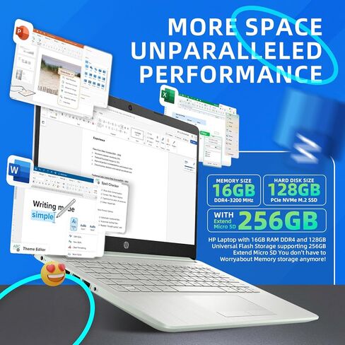 HP 14 Business Student Labtop • W/Office LifeTime License & DVD Drive مجاني • وحدة المعالجة المركزية 4-Core CPU • 14 "عرض مضاد للهراء • CoPilot • Win 11 Pro • Ram 16GB • 128GB UFS • 256GB Extens Micro SD • Wi-Fi 6 in Kuwait