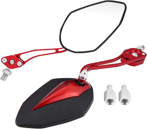زوج واحد من مرآة الرؤية الجانبية للدراجة النارية، ملحقات مرآة الرؤية الخلفية من الألومنيوم قابلة للتعديل من Keenso، مرايا جانبية للرؤية الخلفية للدراجة النارية سكوتر 10 مم 8 مم (أسود) in Kuwait