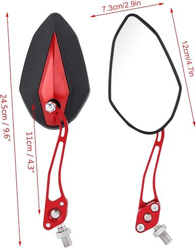 زوج واحد من مرآة الرؤية الجانبية للدراجة النارية، ملحقات مرآة الرؤية الخلفية من الألومنيوم قابلة للتعديل من Keenso، مرايا جانبية للرؤية الخلفية للدراجة النارية سكوتر 10 مم 8 مم (أسود) in Kuwait