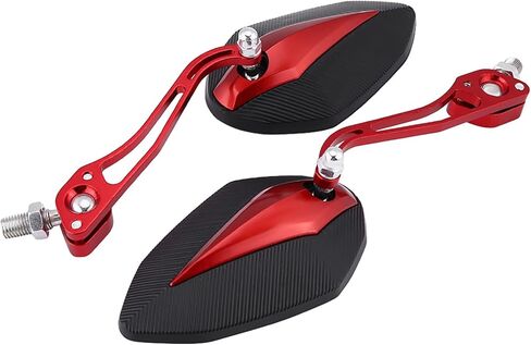 زوج واحد من مرآة الرؤية الجانبية للدراجة النارية، ملحقات مرآة الرؤية الخلفية من الألومنيوم قابلة للتعديل من Keenso، مرايا جانبية للرؤية الخلفية للدراجة النارية سكوتر 10 مم 8 مم (أسود) in Kuwait