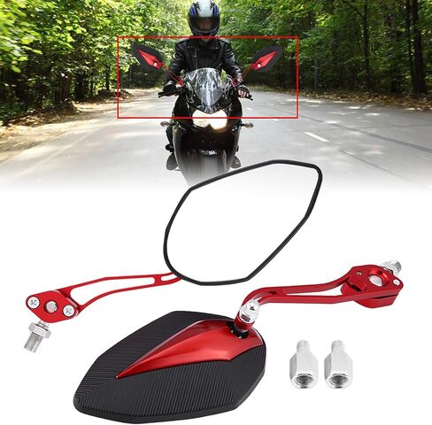 زوج واحد من مرآة الرؤية الجانبية للدراجة النارية، ملحقات مرآة الرؤية الخلفية من الألومنيوم قابلة للتعديل من Keenso، مرايا جانبية للرؤية الخلفية للدراجة النارية سكوتر 10 مم 8 مم (أسود) in Kuwait