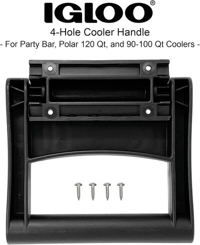 Igloo Rugged 4-Hole Cooler Handle & Bracket - Made in The USA - for Party Bar, Polar 120 Qt, and 90-100 Qt Sized Ice Chests (Black) in Kuwait