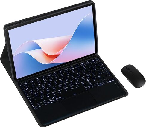 Magnetic Detachable Wireless Keyboard & Mouse Combo with Leather Cover for Honor Pad 9 12.1-inch Tablet – Full Wrapped Protection Keyboard Case (Black,Backlight Touch Pad and Mouse) in Saudi Arabia
