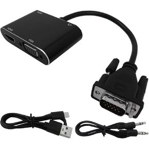 2 in 1 VGA to HDMI Adapter with Audio, PC VGA Source Output to TV/Monitor with HDMI/VGA Connector,1080p Video Converter for Computer,Laptop,Projector