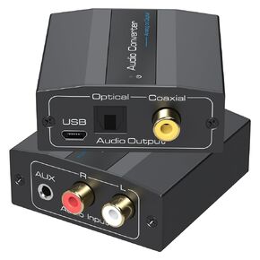 تمثيلي لمحول الصوت الرقمي RCA إلى المحول البصري RCA/3.5 مم إلى Toslink ومحول Coxial لـ PS5 PS4 DVD Soundbar