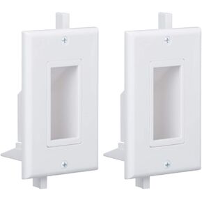 Recessed Wall Plate 2 Pack Decotive Cable Wall Plate with Fly Mounting Wings Bottom Opening for Low Voltage Cable Pass Through WI1009-2