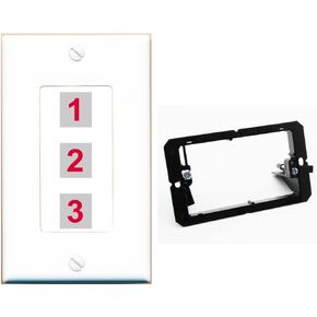 RiteAV Custom Wall Plate 3 Port, 1 Gang w-Bracket, Black/Black, Choose HDMI Coax 3.5mm Banana Cat5/6 Phone RCA Speaker Toslink USB