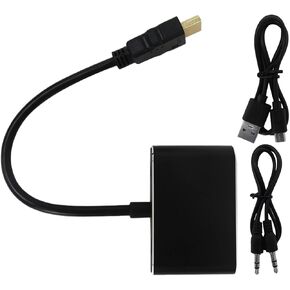 Update 2-in-1 HDMI to VGA+HDMI Adapter Splitter, Compatible with Windows/Mac Os/Linux, Full 1080P HD Resolution, Plug & Play