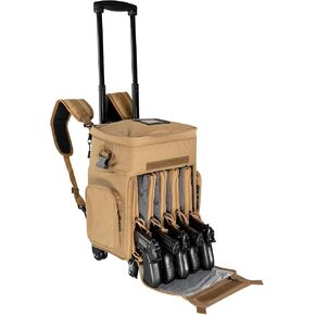 ‘Apollo2’ Tactical Handgun Rolling Range Bag with Wheels Pistol Case Gun Range Backpack Box for Shooting Gear, Ammo, Hunting Supplies, Firearms Storage