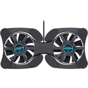 HXBER Mini Portable Folding Foldable USB Dual Fan Cooler Cooling Pad for PC Laptop Notebook 7