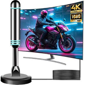 TV Antenna for Local Channels, 2025 OTA Antenna Indoor, Strong Magnetic Base Digital Antennas for TV Easy Installation, 360°&Long Range Reception HD Antennas for TVs Indoor 4k 1080P-10ft Long Cable