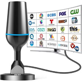 2025 Digital TV Antenna for Smart Tv Indoor Antenna for TV Without Cable, 360° Reception HDTV Antennas for Local Channels with Strong Magnetic Base Supports 4K 1080P -10ft Thick Coax Cable (157BL-N)