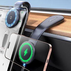 esamcore لشاحن Magsafe Car Mount ، حامل هاتف مغناطيسي لاسلكي قابلة للفصل 15 واط بسرعة شحن سريع للوحة القيادة مع ذراع الألمنيوم القابل للانحناء فقط iPhone 16 15 14 13 12 Pro Max Mini