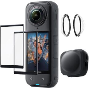 Fotoleey Lens Guard for Insta360 X5 with Tempered Screen Protector 2 Pack and Silicone Lens Cap