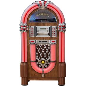 Arkrocket Taurus II Jukebox Vinyl Record Player Bluetooth USB SD CD Player Radio Retro Turntable Classic Jukebox 42 inch (Taurus II - Dark Oak)