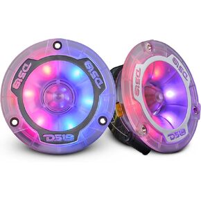DS18 PRO-TW1LD 3.8" Super Bullet Tweeters - Pair, 1" Aluminum Voice Coil, 4 Ohm, High Compression, Digital LED Lights, High Sensitivity Pro Audio for Car Sound Systems
