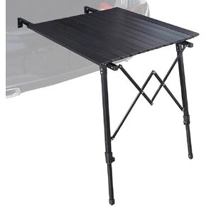 Lineslife Folding Car Trunk Camping Table, Portable Tailgate Table with Storage Bag, Adjustable Aluminum Alloy for SUVs, Trucks, Large Vehicles, Outdoor Picnic Beach Travel Camp, Black