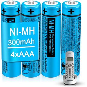 4 Pack BK-30AAABU NI-MH AAA Rechargeable Batteries 300mah Battery 1.2V for Panasonic Cordless Phones,Remote Controls,Electronics