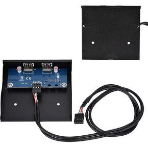 USB2.0 3.5 Inch 2 Port Tinned Copper Wire Floppy Drive Front Panel - DurableReliable for Desktop Host - Black