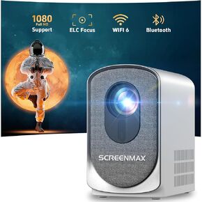 Projector with WIFI and Bluetooth, Native 1080P Bluetooth Projector, Full HD Portable Outdoor Movie Projector with Built-in Speaker, Compatible with Smartphone, HDMI, USB, Fire Stick for Home Cinema