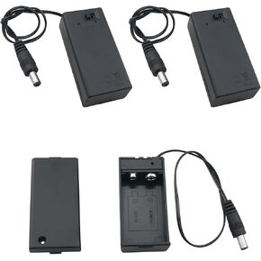3PCS DC9V Battery Box with Cover Switch Battery Holder 9V Battery Button with Switch Connection Cable for 9V Box Power Switch Car Camera Outdoor Camping DIY Device Black