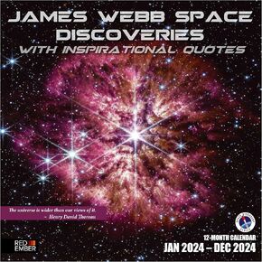 RED EMBER Alien Worlds 2024 Hangable Monthly Wall Calendar |12" x 24" Open | Thick & Sturdy Paper | Giftable | Hubble James Webb Outer Space Universe | Explore Alien Worlds