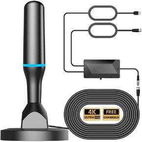 2025 Upgraded TV Antenna Indoor Antenna for Smart TV Long Range Reception Digital HDTV Antenna for Local Channels with Separate Amplifier Signal Booster & Magnetic Base- Supports 8K 4K 1080p All TVs