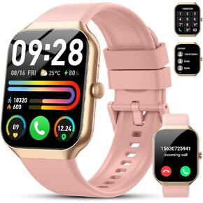 Smart Watch(Answer/Make Call), 1.96" HD Smartwatch for Men Women, 2025 Fitness Activity Tracker with 110+ Sport Modes/Heart Rate/Sleep Monitor/Pedometer, IP68 Waterproof Fitness Watch for Android iOS