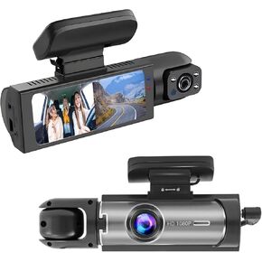 Dashcam Front and Inside,Car Camera Dash Cam for Cars,Driving Recorder with IR Night Vision,Loop Recording,Wide Angle Lens,3.16 Inch IPS Screen,Parking Mode(Front&Inside)