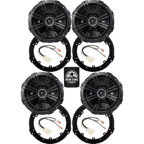 KICKER Speakers 6.5 inch for Ford Fusion 2013-2020 Upgrade Kit - 4 Pack of DS Series with Adapters and Harness, Coaxial 6 1/2 Car Audio Front and Rear Door Speaker DSC650, 43DSC6504