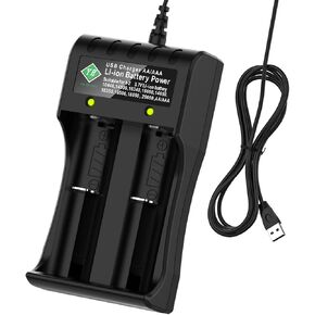 18650 Battery Charger 2 Slot USB Cable Universal Charger for Rechargeable Batteries 18650 10440 26650 14500 16340 16650 18350 14650 18500, Li-ion Batteries AA/AAA Battery,Multi-Battery