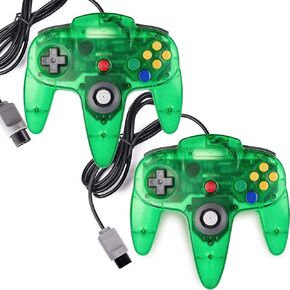 2 Pack Classic Controller for N64 Gaming, miadore Wired Retro Game Pad Joystick Remote Joypad for N64 Video Game System N64 Console - Jungle Green (Renewed)