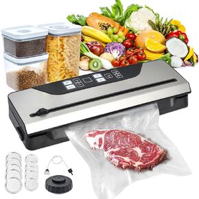 Vacuum Sealer for Food Electric Mason Jar Vacuum Sealer Machine Digital Display 8 In 1 Simplified Presets With Built in Cutter 3 Food Storage Container and Full Starter Kit