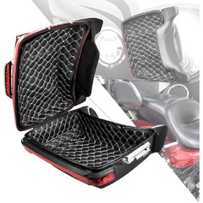بطانات HDBUBALUS King Tour Pack Lines، خيط أبيض، حشوات Touring Pak مناسبة لـ Harley Touring Electra Road King Street Glide Ultra Limited 2014-2022 (نمط الأزهار)