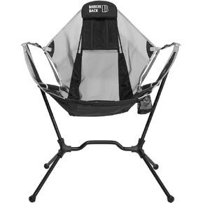 Reclining Rocking Camping Chair – Lightweight Foldable Outdoor Chair with Smooth Rocking Motion, Adjustable Recline, Padded Headrest, Cup Holder, Mesh Back, Carry Bag – 250 lb Capacity