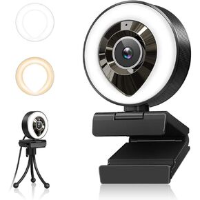 AIDELF Full HD Streaming Webcam with Dual Microphone 1080P Adjustable Right Light Pro Web Camera Advanced Auto-Focus with Tripod Zoom Camera Gaming Webcam for Xbox Facebook YouTube Streamer