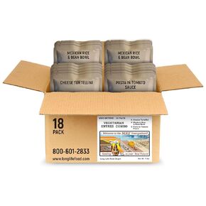 MRE Vegetarian Entrees (18-Pack) – Vegetarian Combo – Long Shelf Life – 2023+ Production Dates by Long Life Food Depot – Meals Ready to Eat