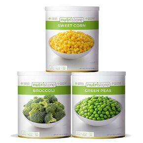 Nutristore Freeze Dried Vegetable Variety 3-Pack | Vegetables for Healthy Snack or Long Term Storage | Emergency Survival Canned Food Supply | Bulk #10 Can Veggies | 25 Year Shelf Life | 20 Servings