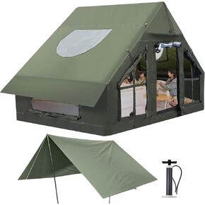 Inflatable Camping Tent with Pump, 4 Season Inflatable Tents for Camping, Inflatable House Tent Waterproof Easy Setup Glamping Tent