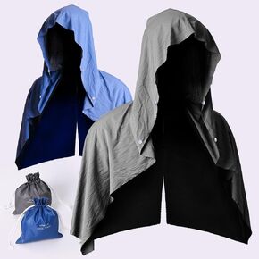 Cooling Hoodie Towel, Evaporative Cool Technology, Cools When Wet and Dry,UPF 50 Sun Protection, Contours Head, Great for Hot Weather, Sports, Fitness,Fishing, Golf (2, Dark Grey/Blue)