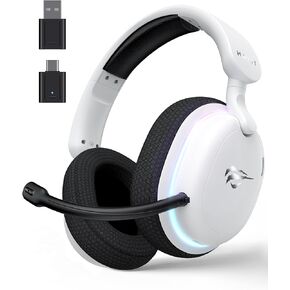 havit Fuxi-H7 Wireless Gaming Headset, 2.4GHz USB Wireless Gaming Headsets for PS5, PS4, PC, Bluetooth Over-Ear Headphones with Mic, 7.1 Surround Sound, 40+H Battery, RGB Light