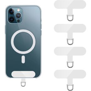 Phone Tether Tab - Universal Cell Phone Lanyard Patch, Thin & Durable, Easy to Use, Compatible with iPhone & Most Phones (2.36 x 0.62 inch, 4 Pieces)